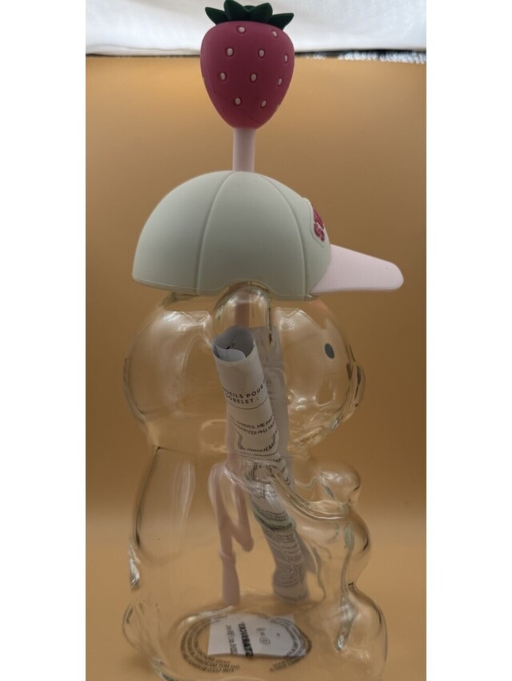 Starbucks Bear-Shaped Clear Cup w/ Pink Straw & Strawberry Topper 2 Cup Set - Picture 3 of 7